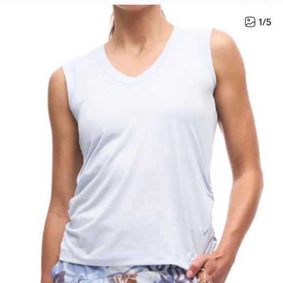 Indyeva Astrid II V-Neck Sleeveless Top Ruched Sides White Size XL - Picture 7 of 8